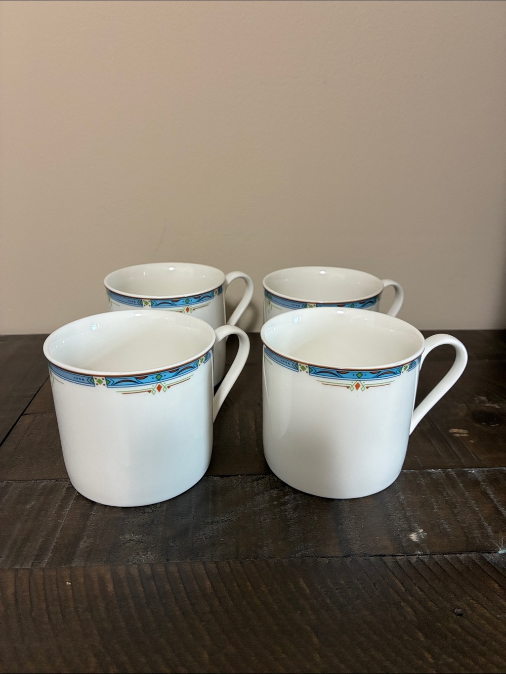 Royal Doulton Blue Trend Teacups - Set of 4 - Fine Bone Chins